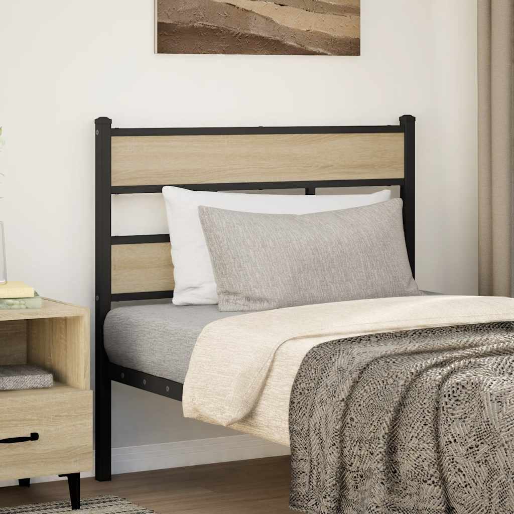 vidaXL Kopfteil Sonoma-Eiche 90 cm Eisen und Holzwerkstoff