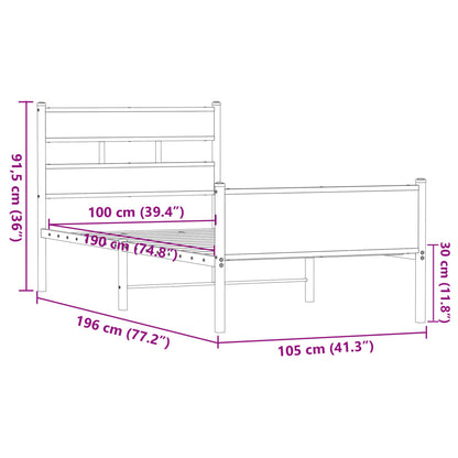 Bettgestell ohne Matratze Braun Eiche 100x190 cm Holzwerkstoff
