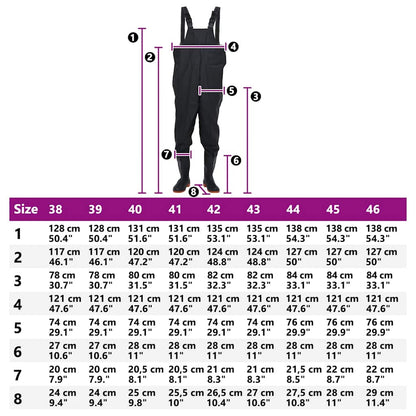 Wathose mit Stiefeln Schwarz Größe 41