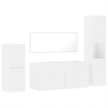 vidaXL Ensemble de meubles de salle de bain 4 pcs Blanc Bois d'ingénierie