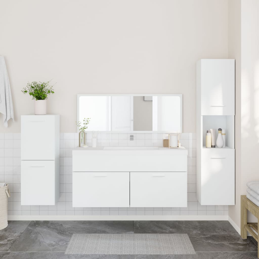 vidaXL Ensemble de meubles de salle de bain 4 pcs Blanc Bois d'ingénierie