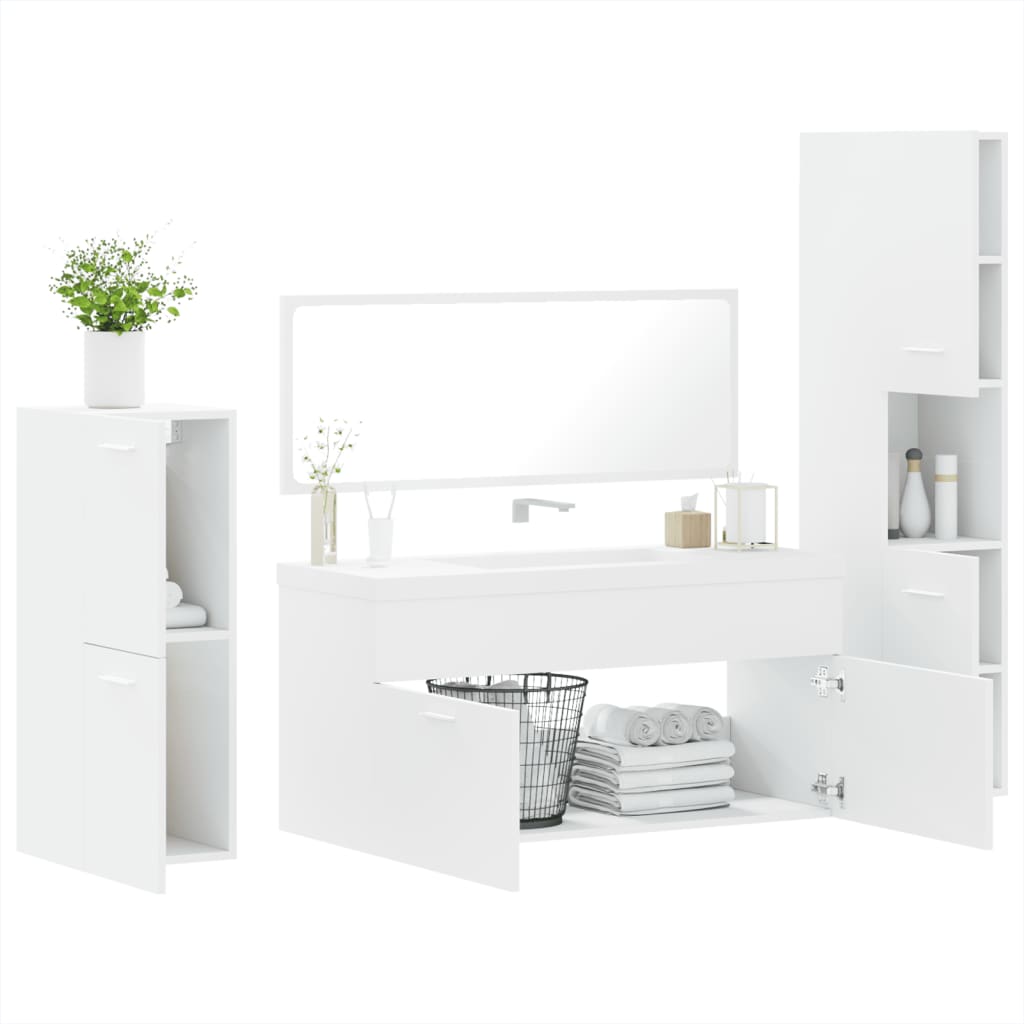 vidaXL Ensemble de meubles de salle de bain 4 pcs Blanc Bois d'ingénierie