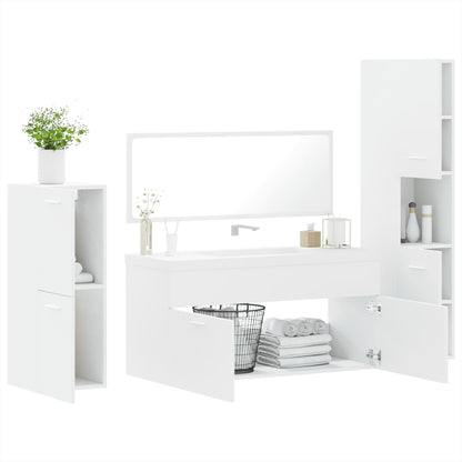 vidaXL Ensemble de meubles de salle de bain 4 pcs Blanc Bois d'ingénierie