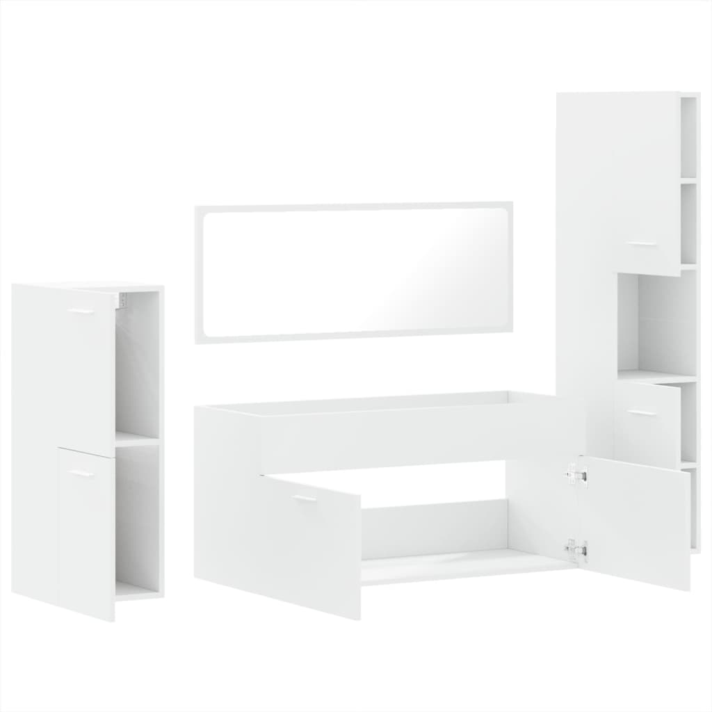 vidaXL Ensemble de meubles de salle de bain 4 pcs Blanc Bois d'ingénierie
