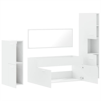 vidaXL Ensemble de meubles de salle de bain 4 pcs Blanc Bois d'ingénierie