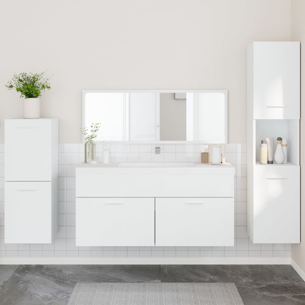 vidaXL Ensemble de meubles de salle de bain 4 pcs Blanc Bois d'ingénierie