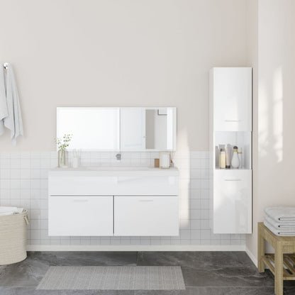 vidaXL Ensemble de 3 meubles de salle de bain blanc brillant en bois d'ingénierie