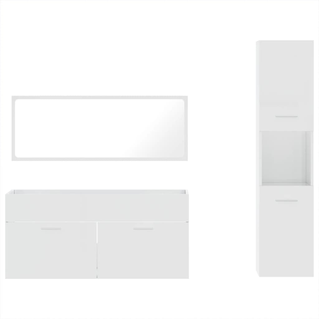 vidaXL Ensemble de 3 meubles de salle de bain blanc brillant en bois d'ingénierie
