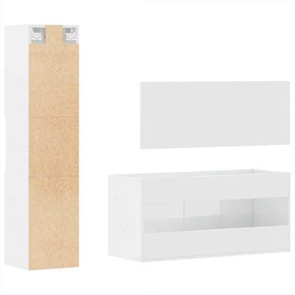 vidaXL Ensemble de 3 meubles de salle de bain blanc brillant en bois d'ingénierie