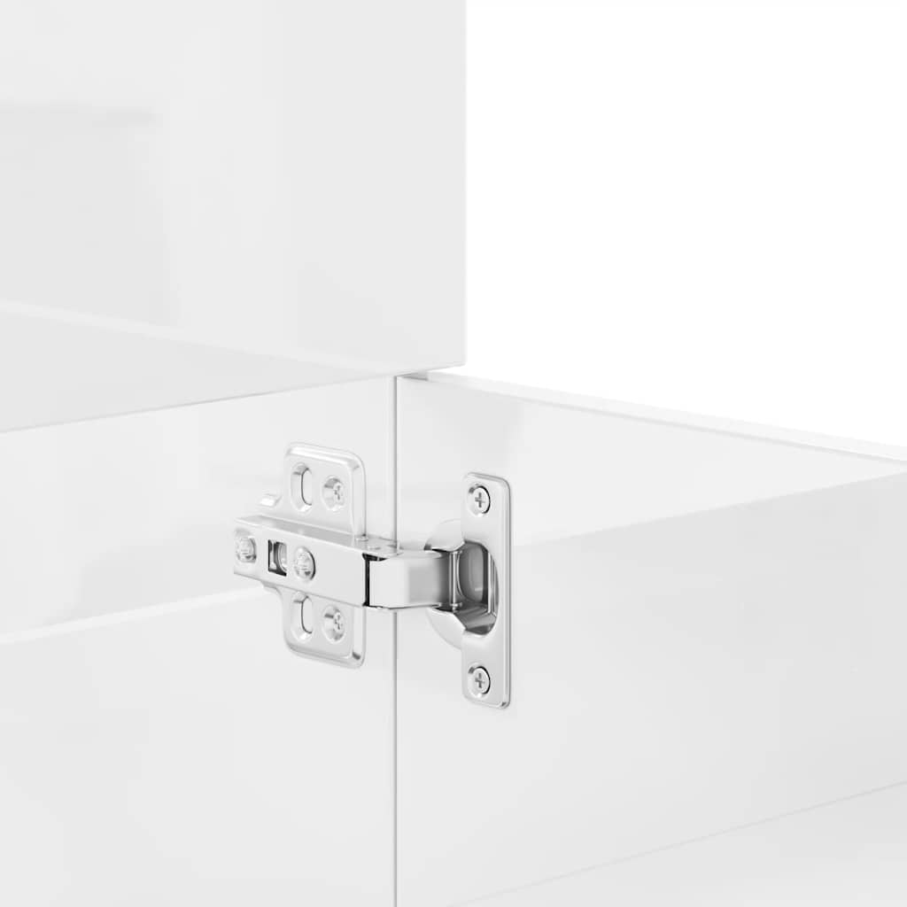 vidaXL Ensemble de 3 meubles de salle de bain blanc brillant en bois d'ingénierie