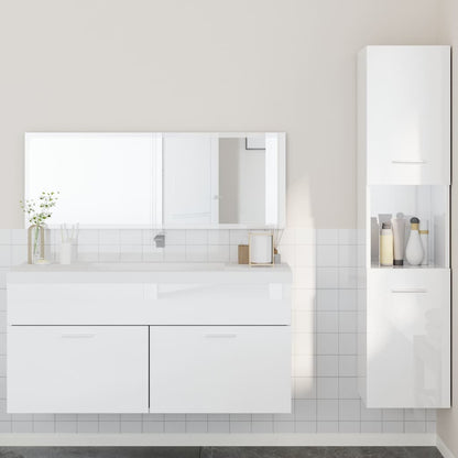 vidaXL Ensemble de 3 meubles de salle de bain blanc brillant en bois d'ingénierie