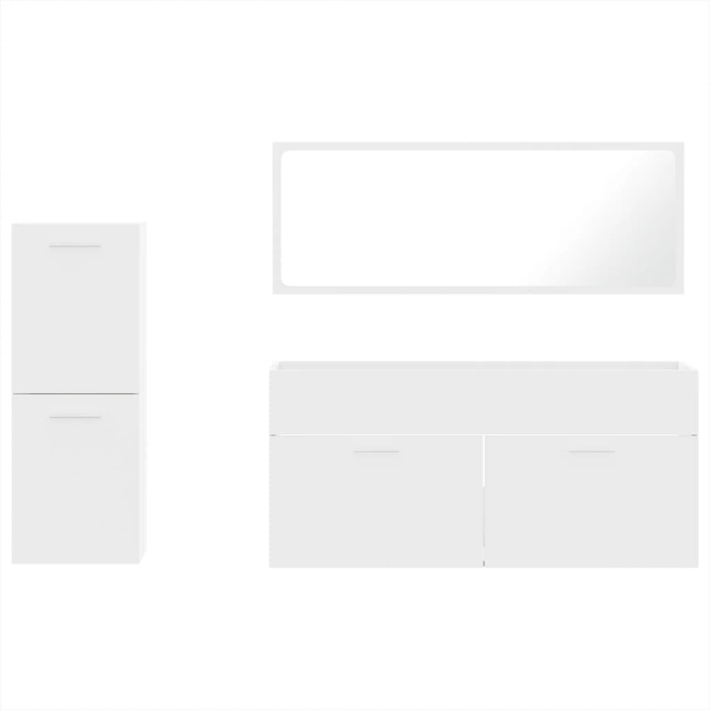 vidaXL Ensemble de meubles de salle de bain 3 pcs Blanc Matériau à base de bois