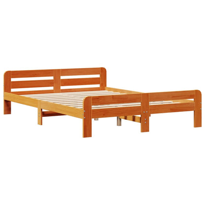 vidaXL Massivholzbett mit Regal ohne Matratze Wachsbraun 160x200 cm