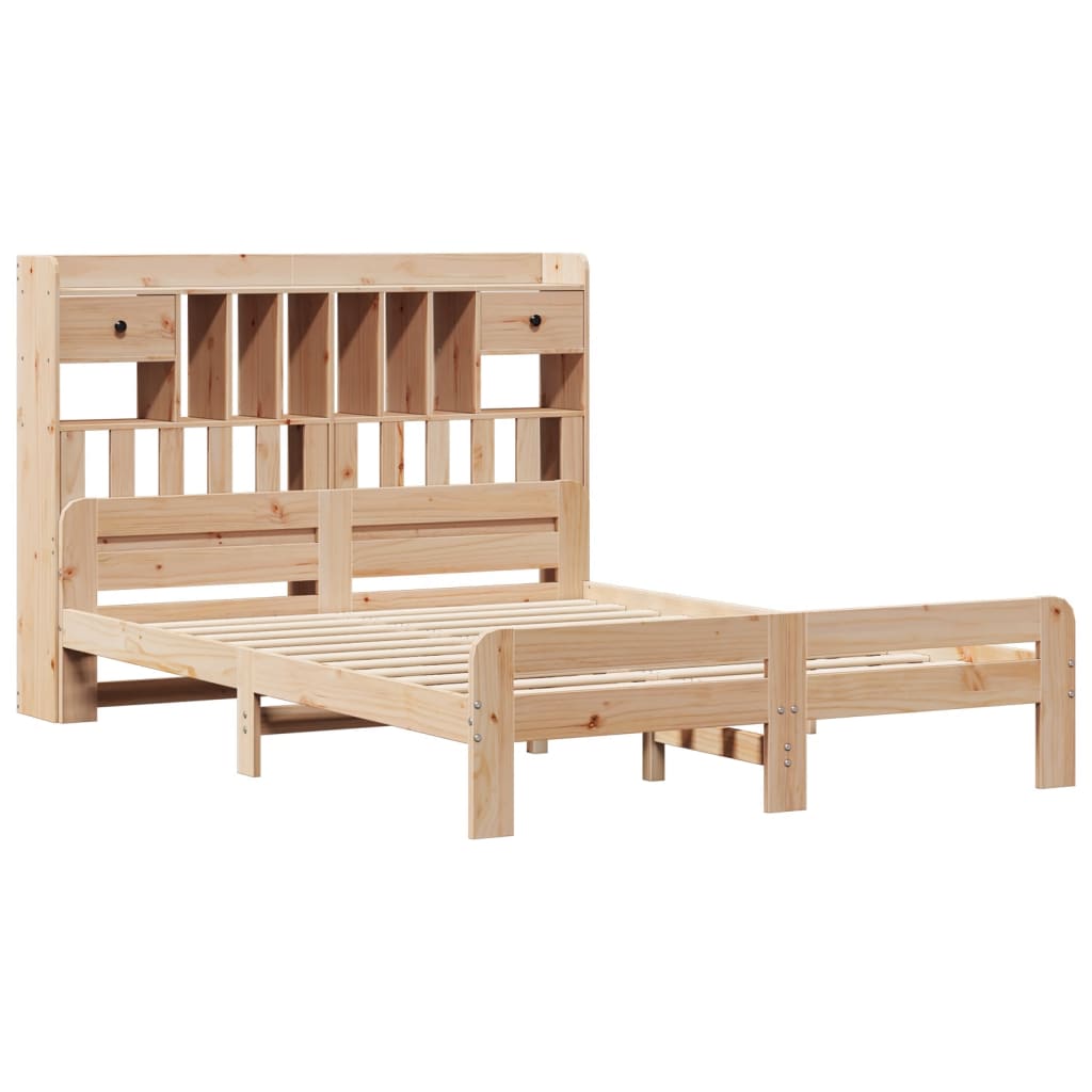 vidaXL Massivholzbett mit Regal ohne Matratze 150x200 cm Kiefernholz