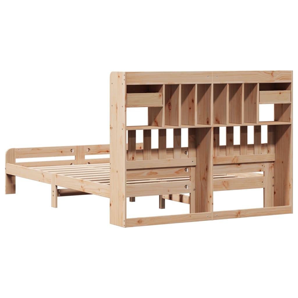 vidaXL Massivholzbett mit Regal ohne Matratze 150x200 cm Kiefernholz