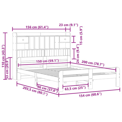 vidaXL Massivholzbett mit Regal ohne Matratze 150x200 cm Kiefernholz