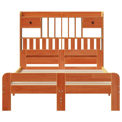 vidaXL Massivholzbett mit Regal ohne Matratze Wachsbraun 120x190 cm