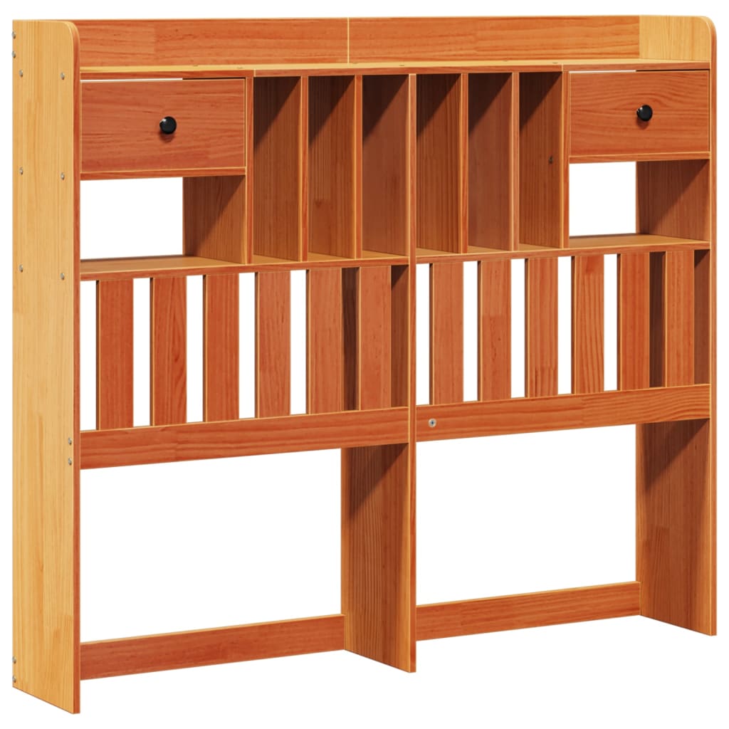 vidaXL Massivholzbett mit Regal ohne Matratze Wachsbraun 120x190 cm