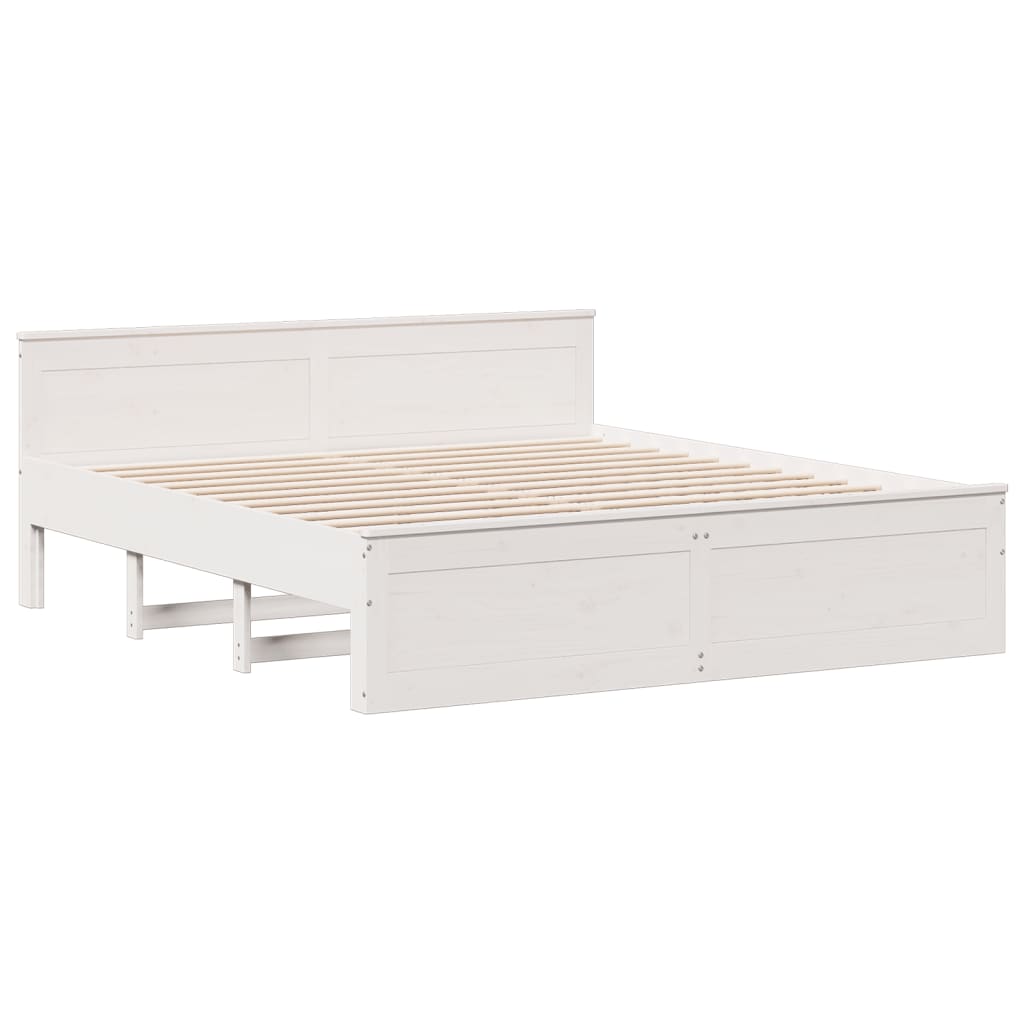 vidaXL Massivholzbett mit Regal ohne Matratze Weiß 180x200 cm Kiefer