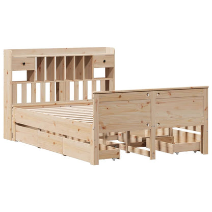 vidaXL Lit en bois massif avec étagère sans matelas 160x200 cm pin