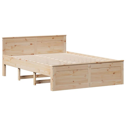 vidaXL Lit en bois massif avec étagère sans matelas 160x200 cm pin
