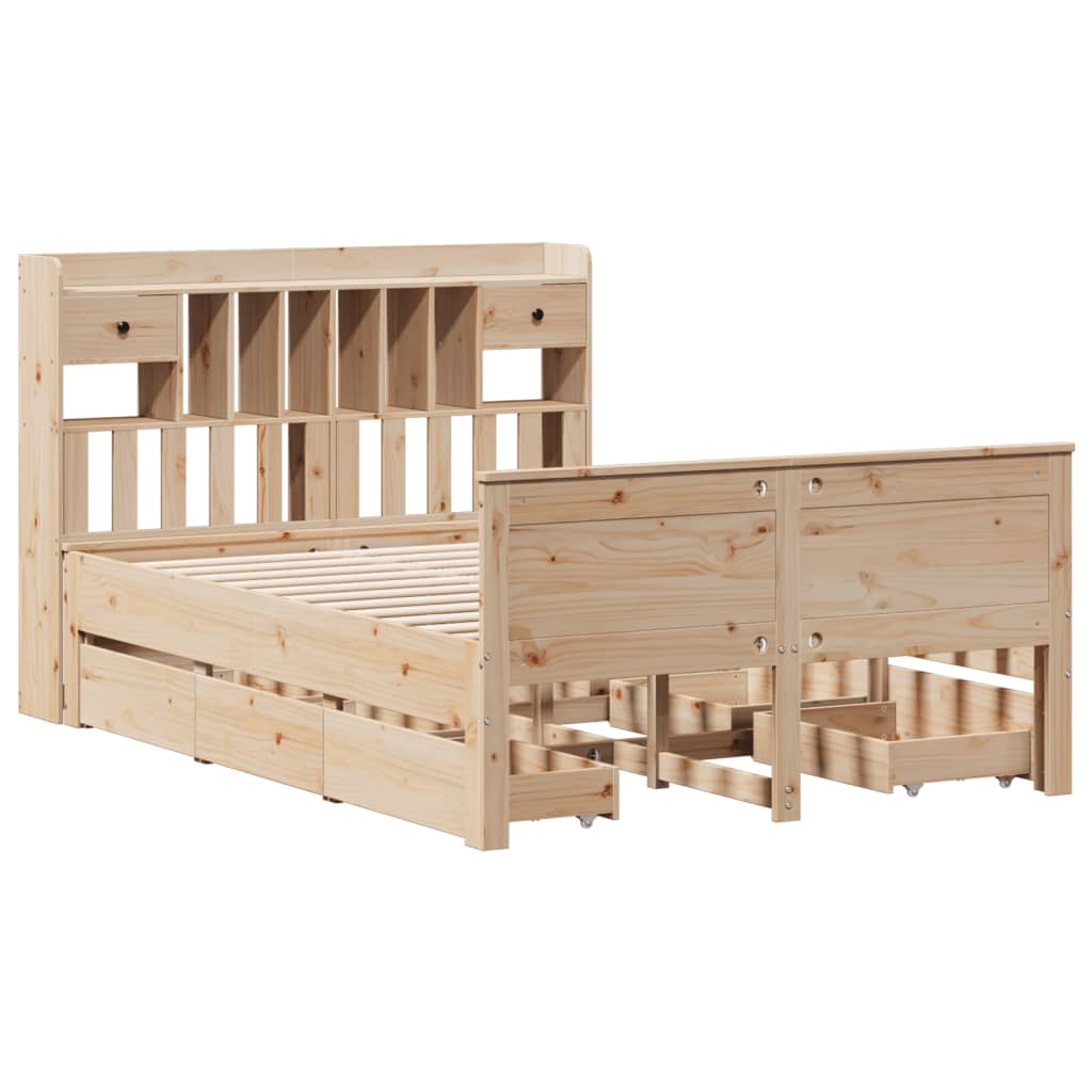 vidaXL Massivholzbett mit Regal ohne Matratze 150x200 cm Kiefernholz