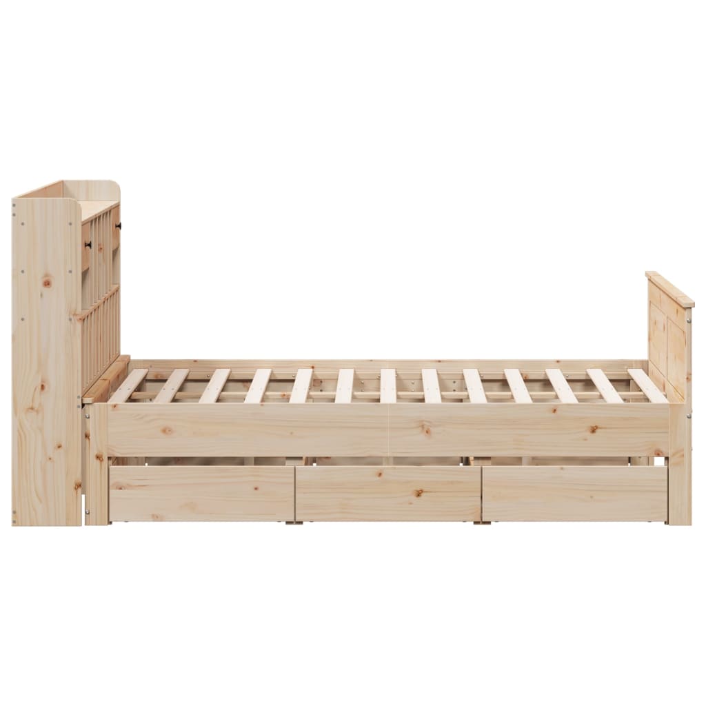 vidaXL Massivholzbett mit Regal ohne Matratze 150x200 cm Kiefernholz