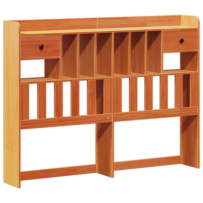 vidaXL Massivholzbett mit Regal ohne Matratze Wachsbraun 140x200 cm