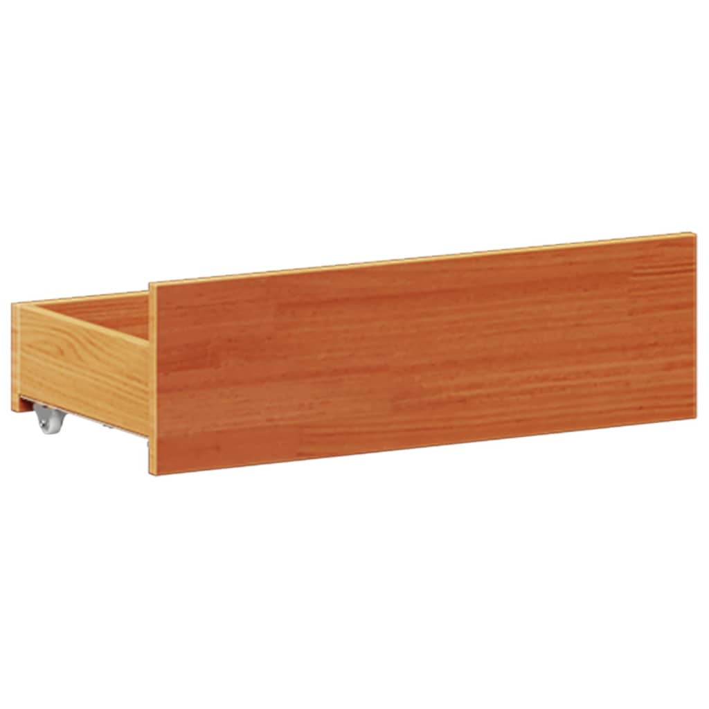 vidaXL Massivholzbett mit Regal ohne Matratze Wachsbraun 140x200 cm