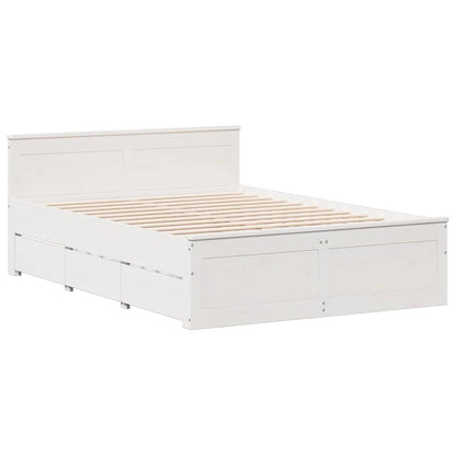 vidaXL Massivholzbett mit Regal ohne Matratze Weiß 140x190 cm Kiefer