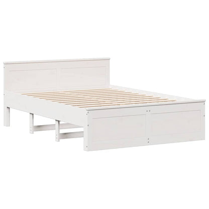 vidaXL Massivholzbett mit Regal ohne Matratze Weiß 140x190 cm Kiefer