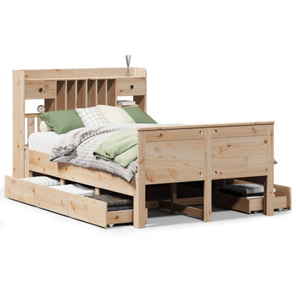 vidaXL Massivholzbett mit Regal ohne Matratze 135x190 cm Kiefernholz