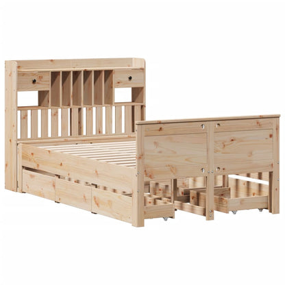 vidaXL Massivholzbett mit Regal ohne Matratze 135x190 cm Kiefernholz