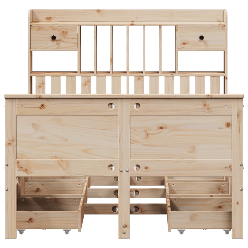 vidaXL Massivholzbett mit Regal ohne Matratze 135x190 cm Kiefernholz