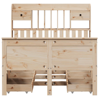 vidaXL Massivholzbett mit Regal ohne Matratze 135x190 cm Kiefernholz