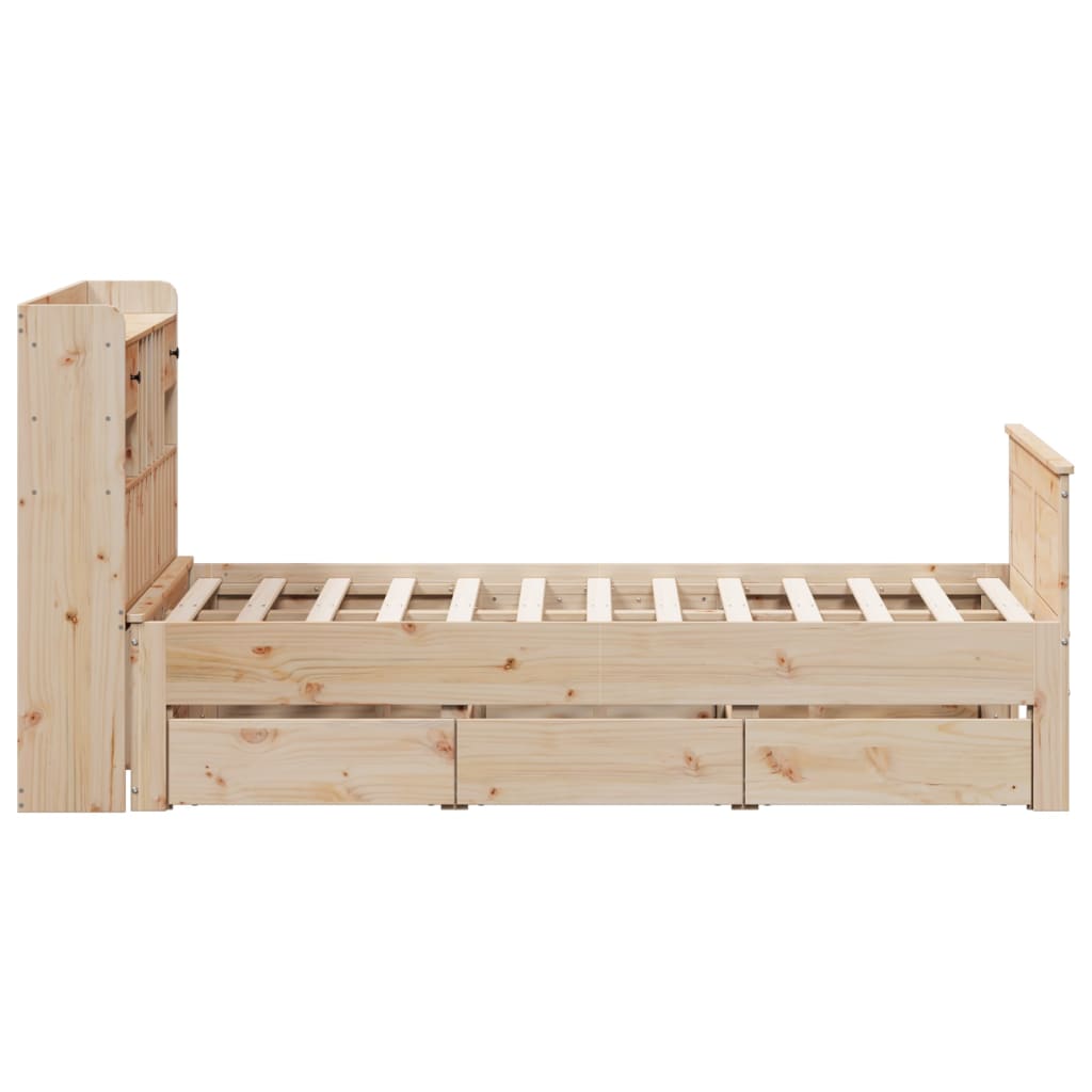 vidaXL Massivholzbett mit Regal ohne Matratze 135x190 cm Kiefernholz