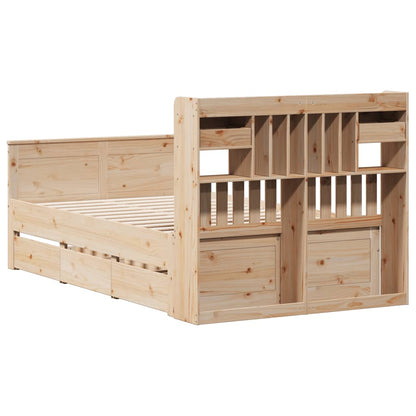 vidaXL Massivholzbett mit Regal ohne Matratze 135x190 cm Kiefernholz