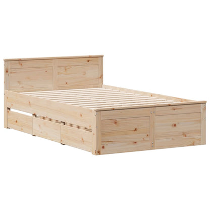 vidaXL Massivholzbett mit Regal ohne Matratze 135x190 cm Kiefernholz