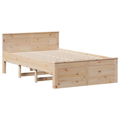 vidaXL Massivholzbett mit Regal ohne Matratze 135x190 cm Kiefernholz