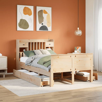 vidaXL Massivholzbett mit Regal ohne Matratze 135x190 cm Kiefernholz