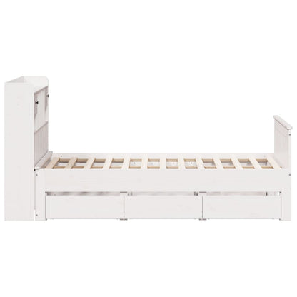 vidaXL Massivholzbett mit Regal ohne Matratze Weiß 135x190 cm Kiefer