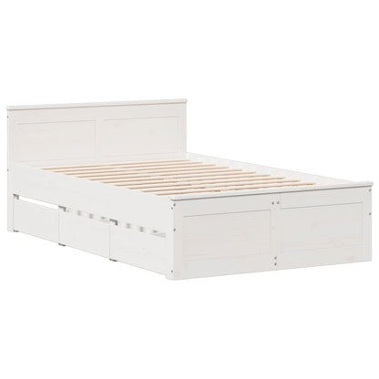 vidaXL Massivholzbett mit Regal ohne Matratze Weiß 135x190 cm Kiefer