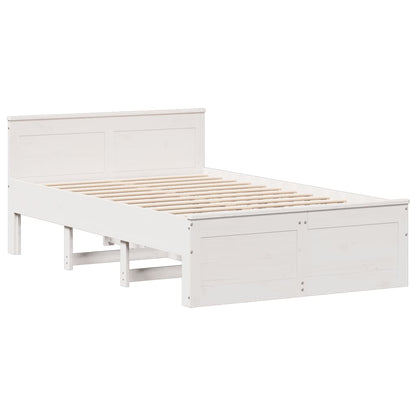 vidaXL Massivholzbett mit Regal ohne Matratze Weiß 135x190 cm Kiefer
