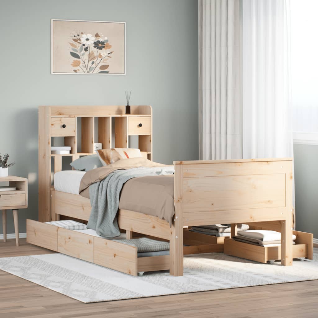 vidaXL Massivholzbett mit Regal ohne Matratze 90x190 cm Kiefer
