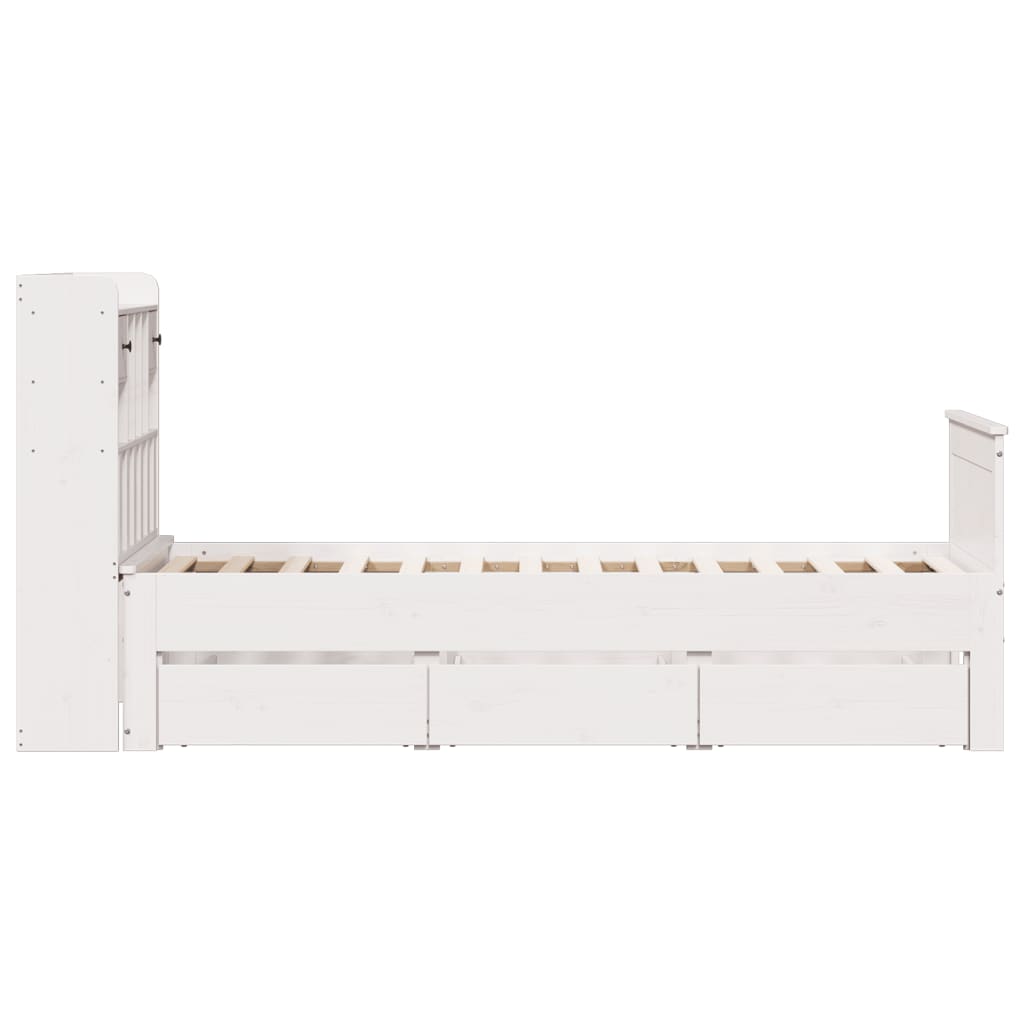 vidaXL Massivholzbett mit Regal ohne Matratze Weiß 90x190 cm Kiefer