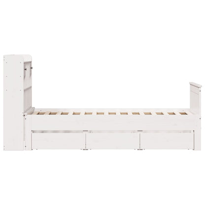 vidaXL Massivholzbett mit Regal ohne Matratze Weiß 90x190 cm Kiefer