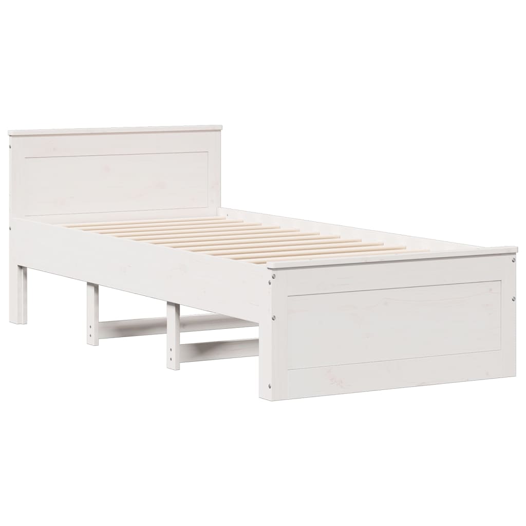 vidaXL Massivholzbett mit Regal ohne Matratze Weiß 90x190 cm Kiefer