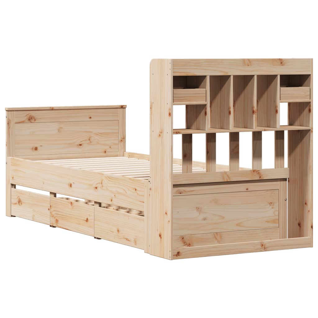 vidaXL Bücherregalbett ohne Matratze 75x190 cm Massivholz Kiefer