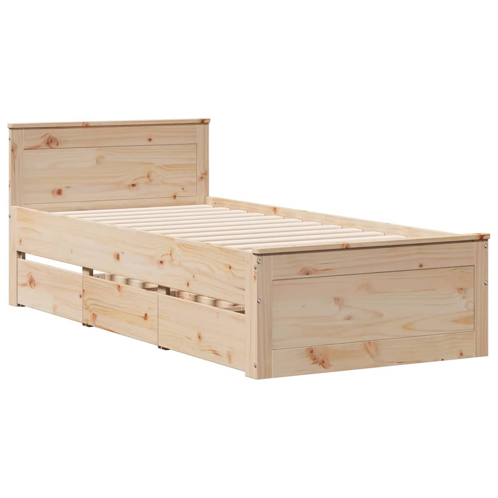 vidaXL Bücherregalbett ohne Matratze 75x190 cm Massivholz Kiefer