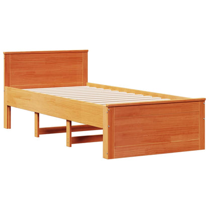 vidaXL Massivholzbett mit Regal ohne Matratze Wachsbraun 75x190 cm